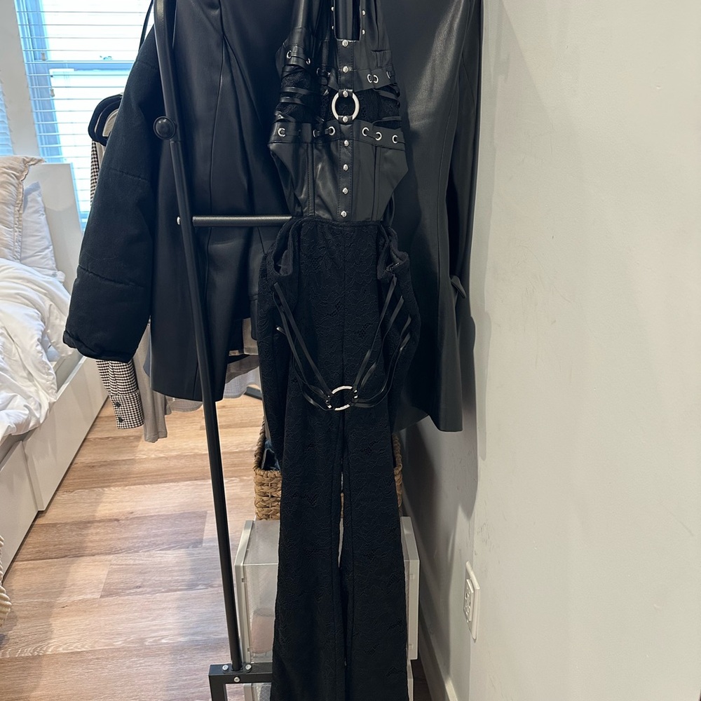 Black Women's Jumpsuit with Harness Detail